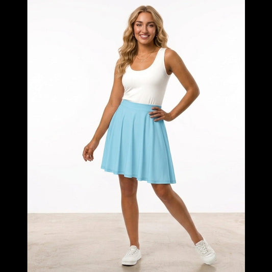 Classic Light Blue Skater Skirt - Skirt in Columbia Blue