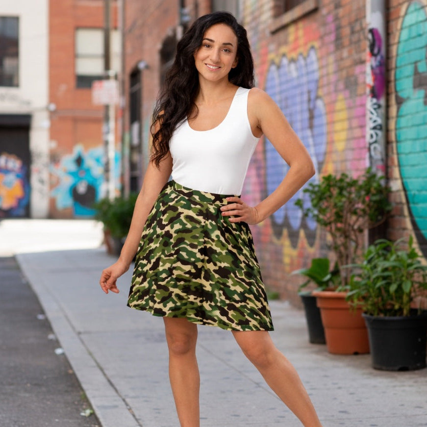 Classic Camo Skater Skirt - Mini Skirt in Classic Green Camouflage