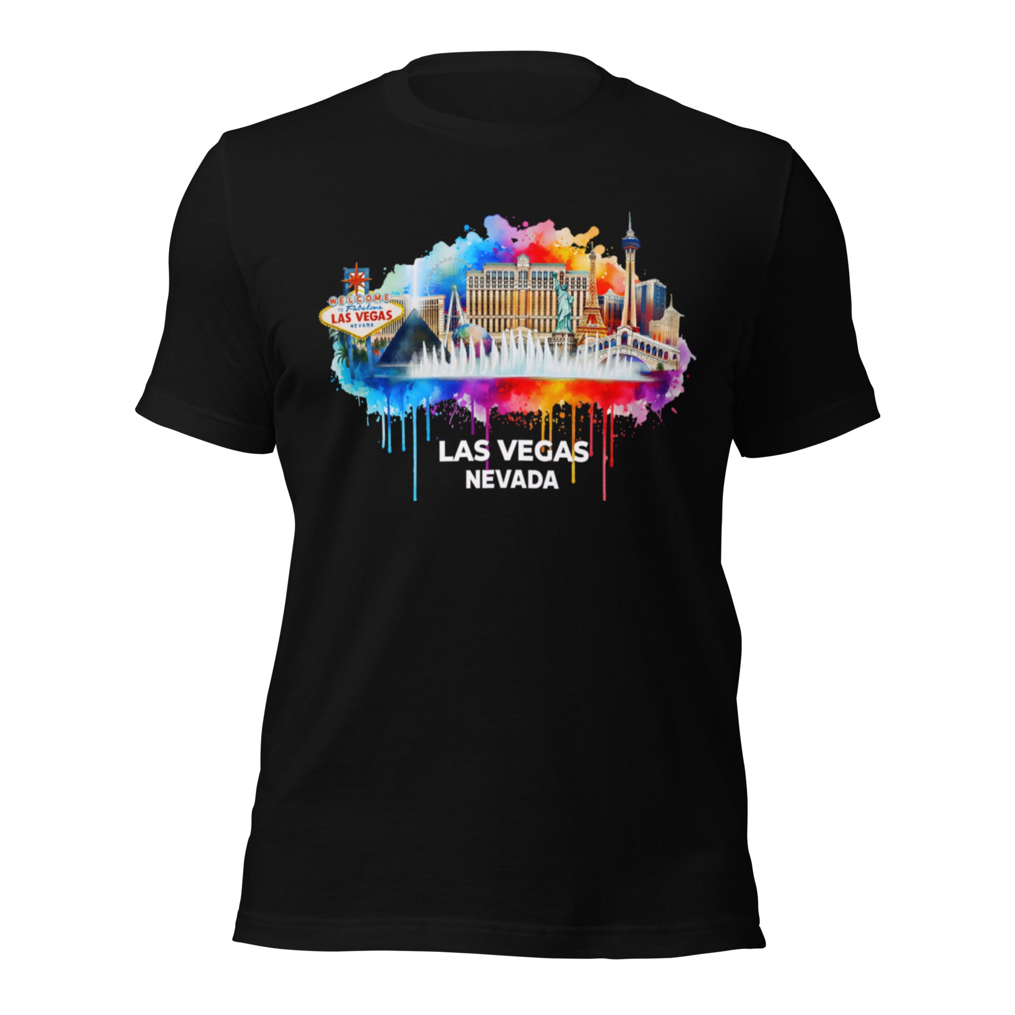Las Vegas Nevada Shirt, Watercolor City Skyline Tee, Vibrant Vegas