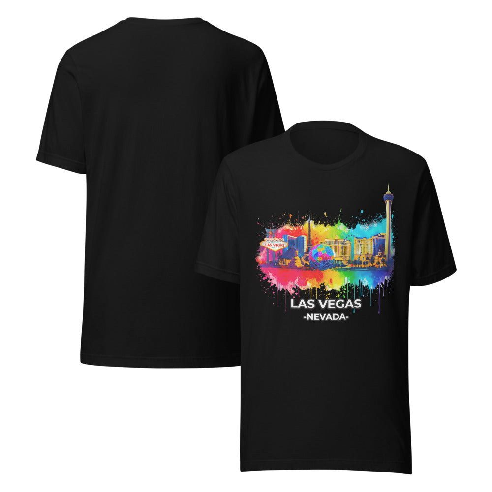 Las Vegas Vibrant Landmarks Graphic T-shirt - Unisex Vegas Travel Gift & Shirt